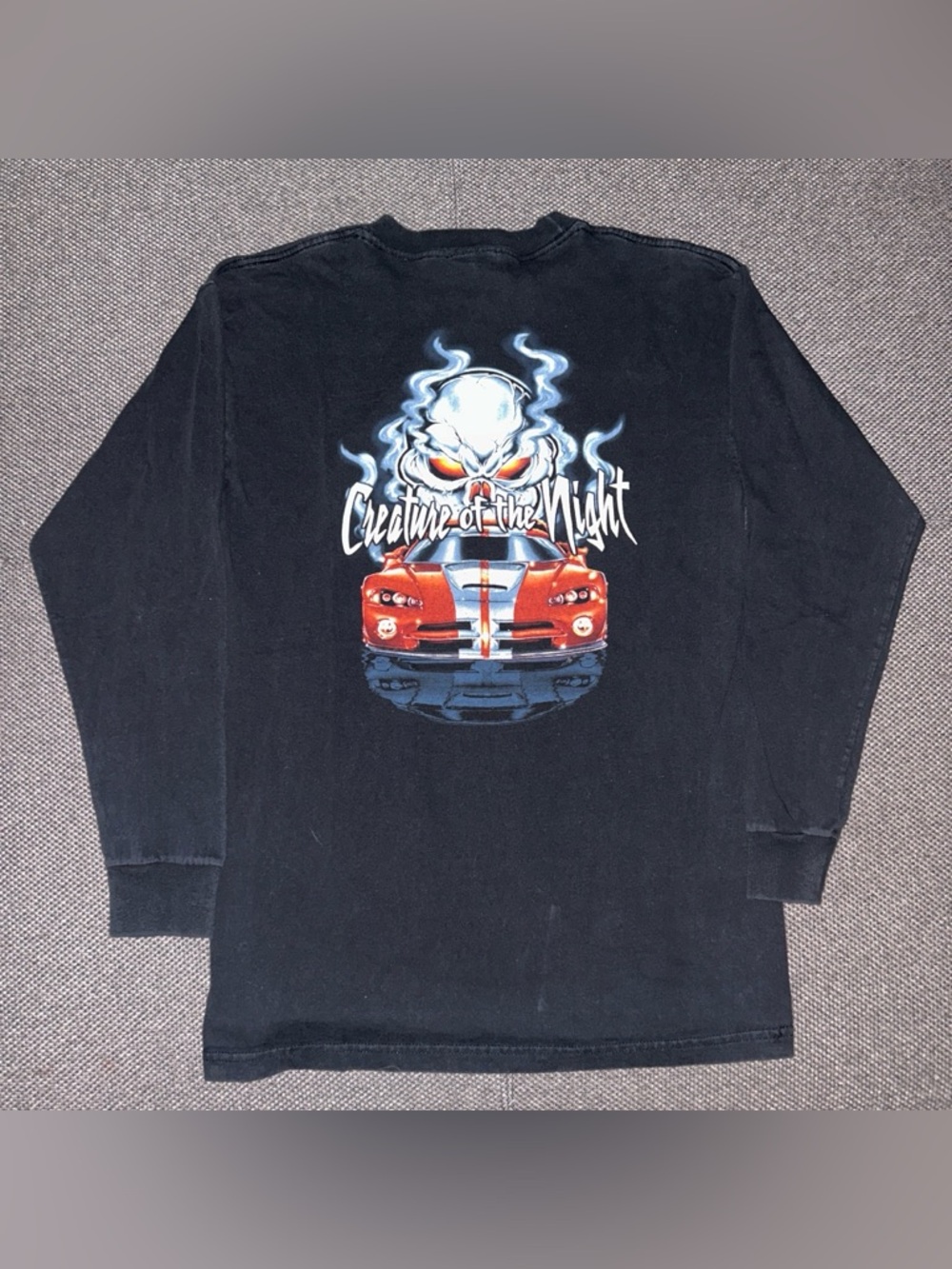 Rare Y2K Dodger Viper SRT10 Skeleton Smoke Faded Black Tee